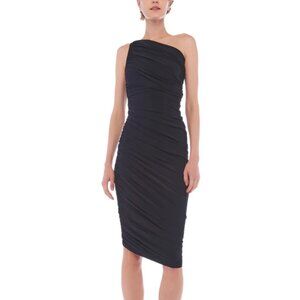 Norma Kamali Asymmetric Ruched Diana dress in Black Sz S/36 US 4
